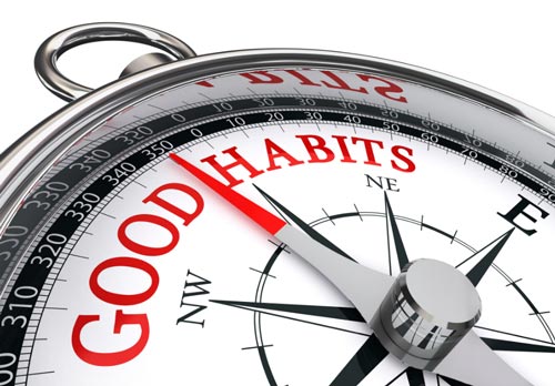 Bild eines Kompass mit "Good Habits" Beschriftung